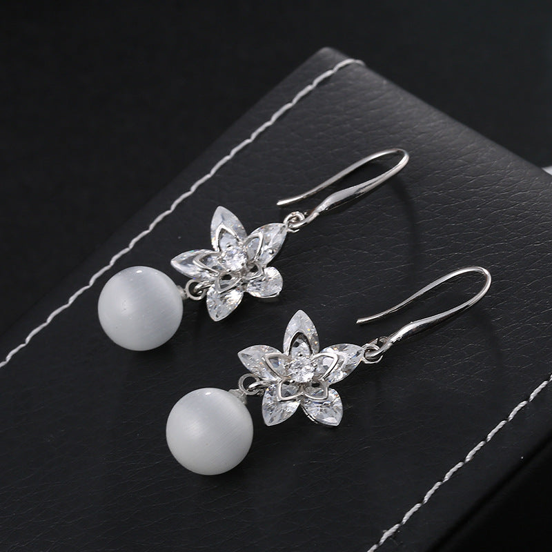 Angel Flower Pearl Fashion Zircon Earrings