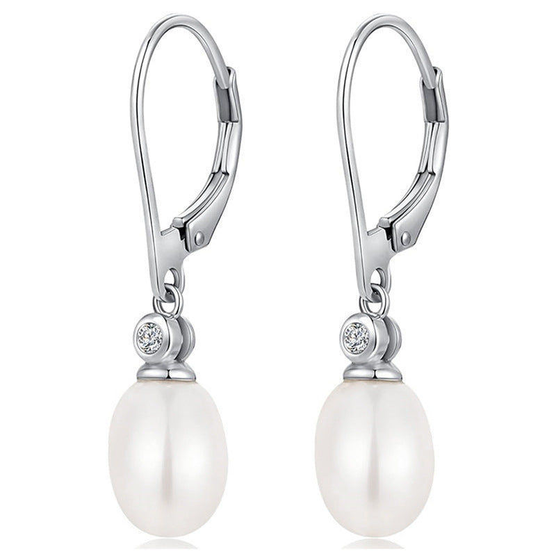 Artificial Pearl Earrings Female Oval Geometric Design