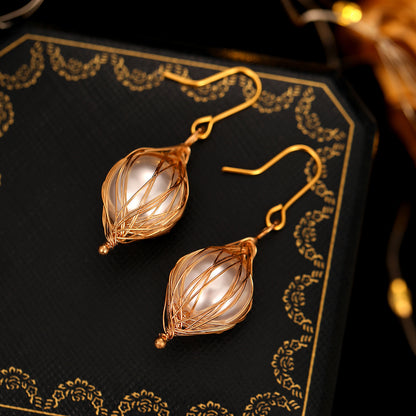 DIY Handmade Winding Retro Baroque Pearl Earrings