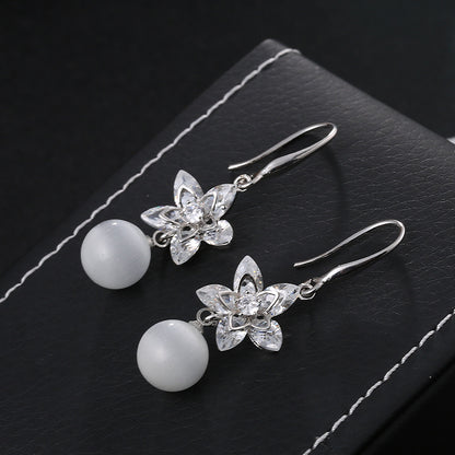 Angel Flower Pearl Fashion Zircon Earrings