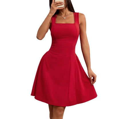 Slim Fit Dress Backless Sleeveless Vest Suspender Skirt