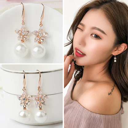 Angel Flower Pearl Fashion Zircon Earrings