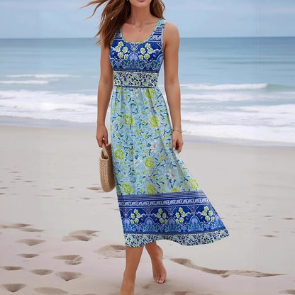 Seaside Beach Sleeveless Long Jumper Dress Women's Clothing
