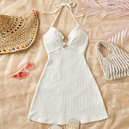 Vacation Style Sexy Halter Beach Dress