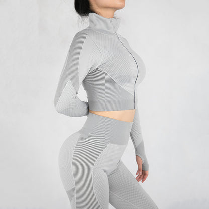Outdoor Sports Zipper Cardigan Tight Yoga Suit Women