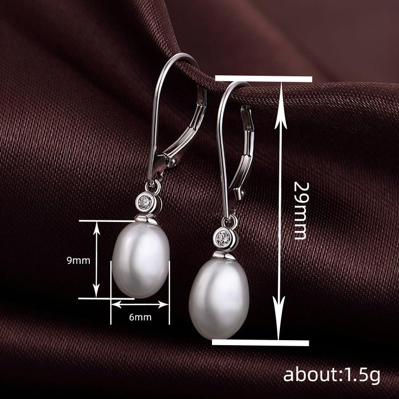 Artificial Pearl Earrings Female Oval Geometric Design