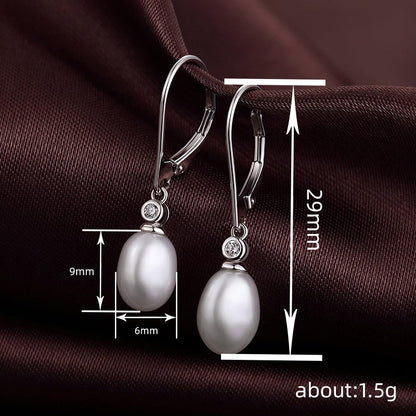 Artificial Pearl Earrings Female Oval Geometric Design