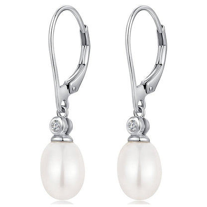 Artificial Pearl Earrings Female Oval Geometric Design
