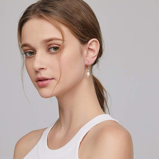 Artificial Pearl Earrings Female Oval Geometric Design