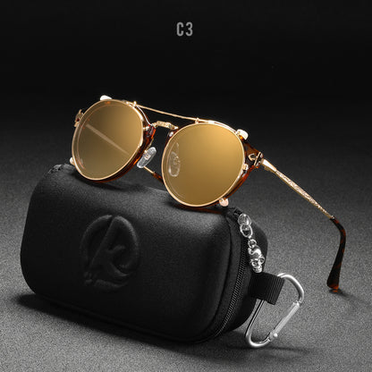 Metal Round Ladies Outdoor Sunglasses Set Mirror