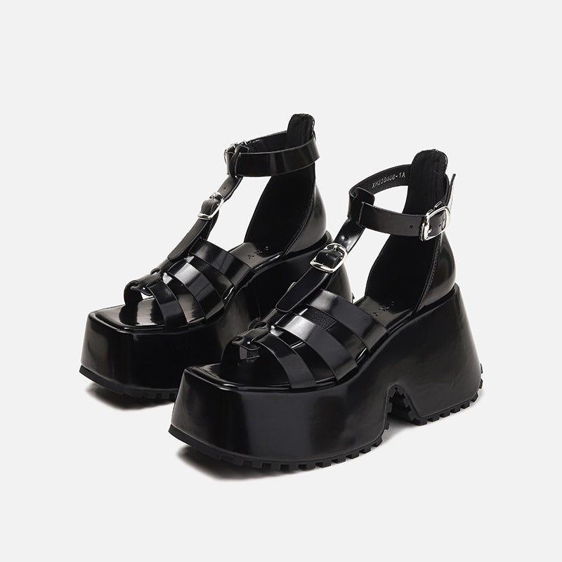 Blue Denim Platform Sandals Women's Casual Ladies Roman Sandals Muffin Fashionable Ladies Shoes
