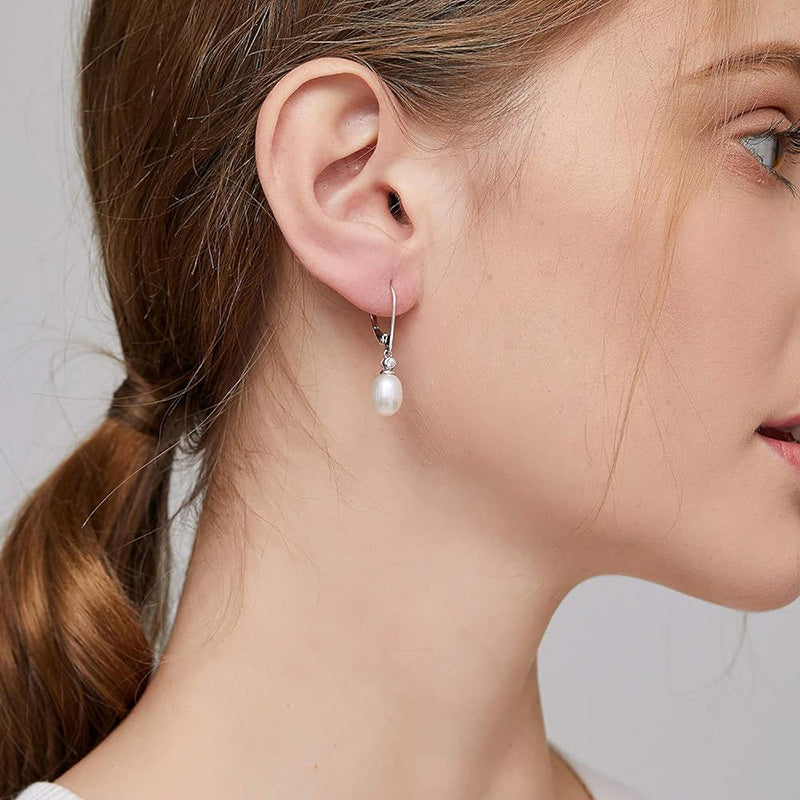 Artificial Pearl Earrings Female Oval Geometric Design