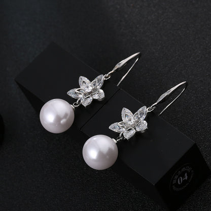 Angel Flower Pearl Fashion Zircon Earrings