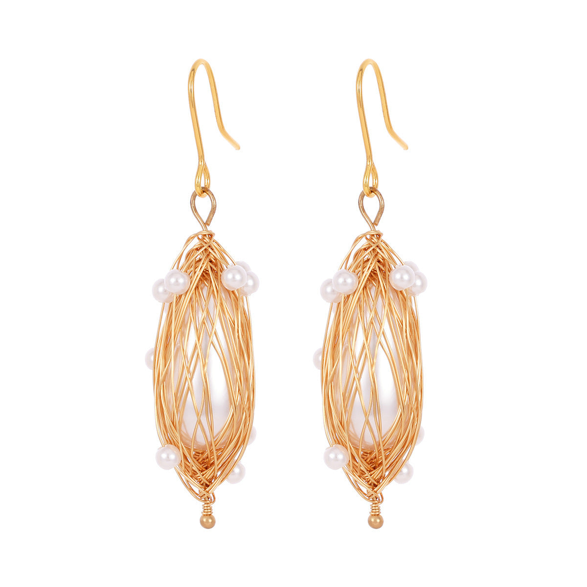 DIY Handmade Winding Retro Baroque Pearl Earrings