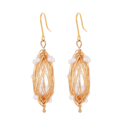 DIY Handmade Winding Retro Baroque Pearl Earrings