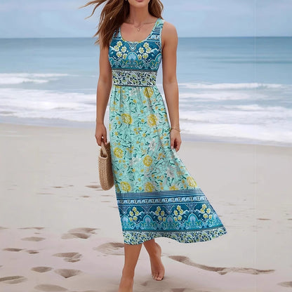 Seaside Beach Sleeveless Long Jumper Dress Women's Clothing