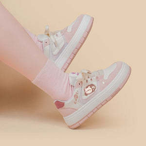 Pink Mesh Panel Shoes For Women