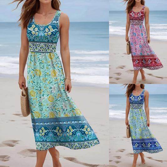 Seaside Beach Sleeveless Long Jumper Dress Women's Clothing