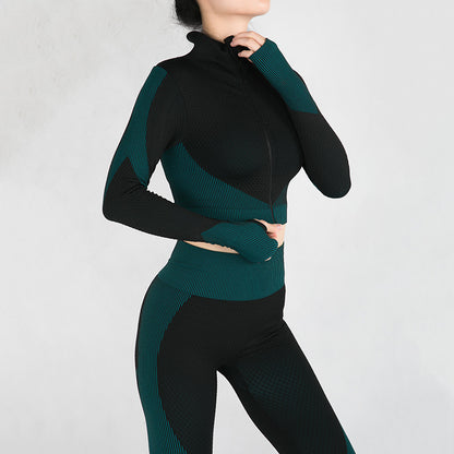 Outdoor Sports Zipper Cardigan Tight Yoga Suit Women