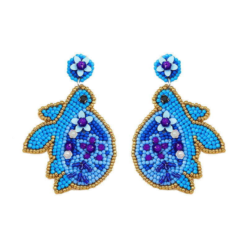 Bead Diamond Turtle Starfish Bird Shell Beaded Earrings