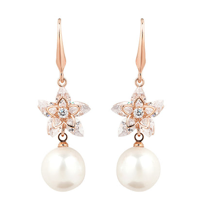 Angel Flower Pearl Fashion Zircon Earrings